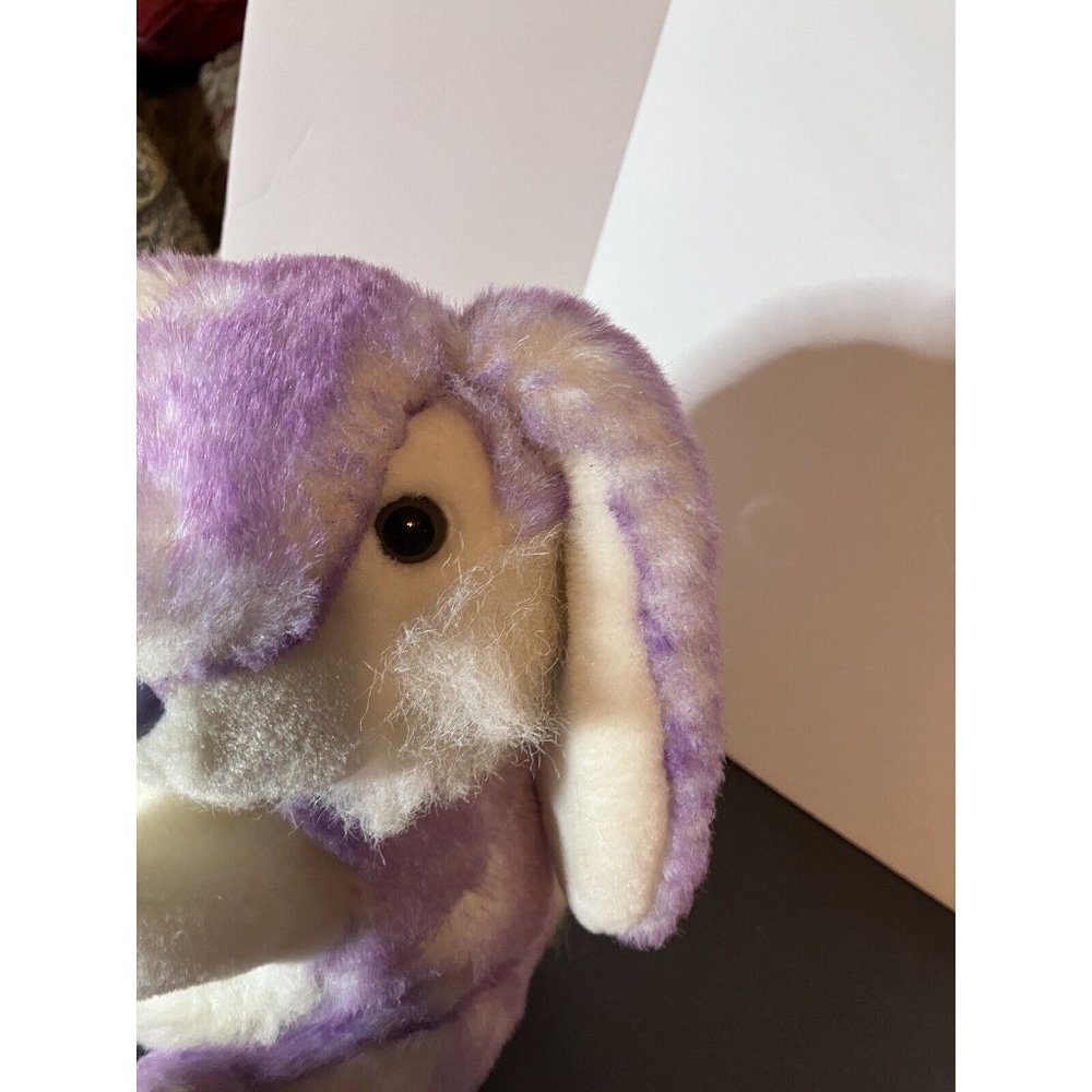 VTG T L Toys Frosted Lavender Easter Bunny Soft Plush Stuffed Leather Feet Nose - Picture 4 of 16